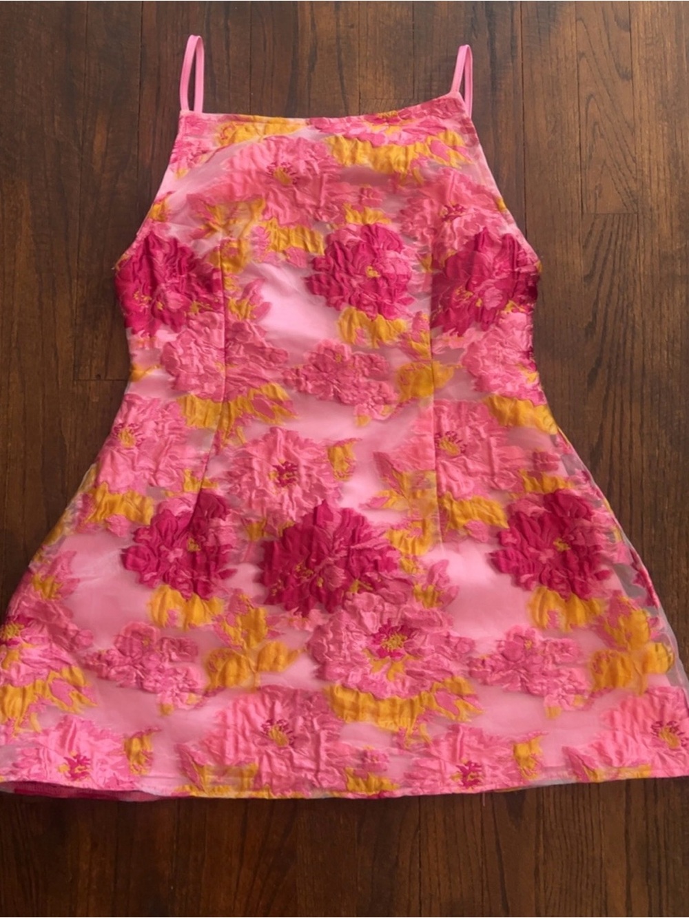 Pink Floral A-Line Dress